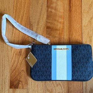 Michael Kors Navy and Light Blue Wristlet